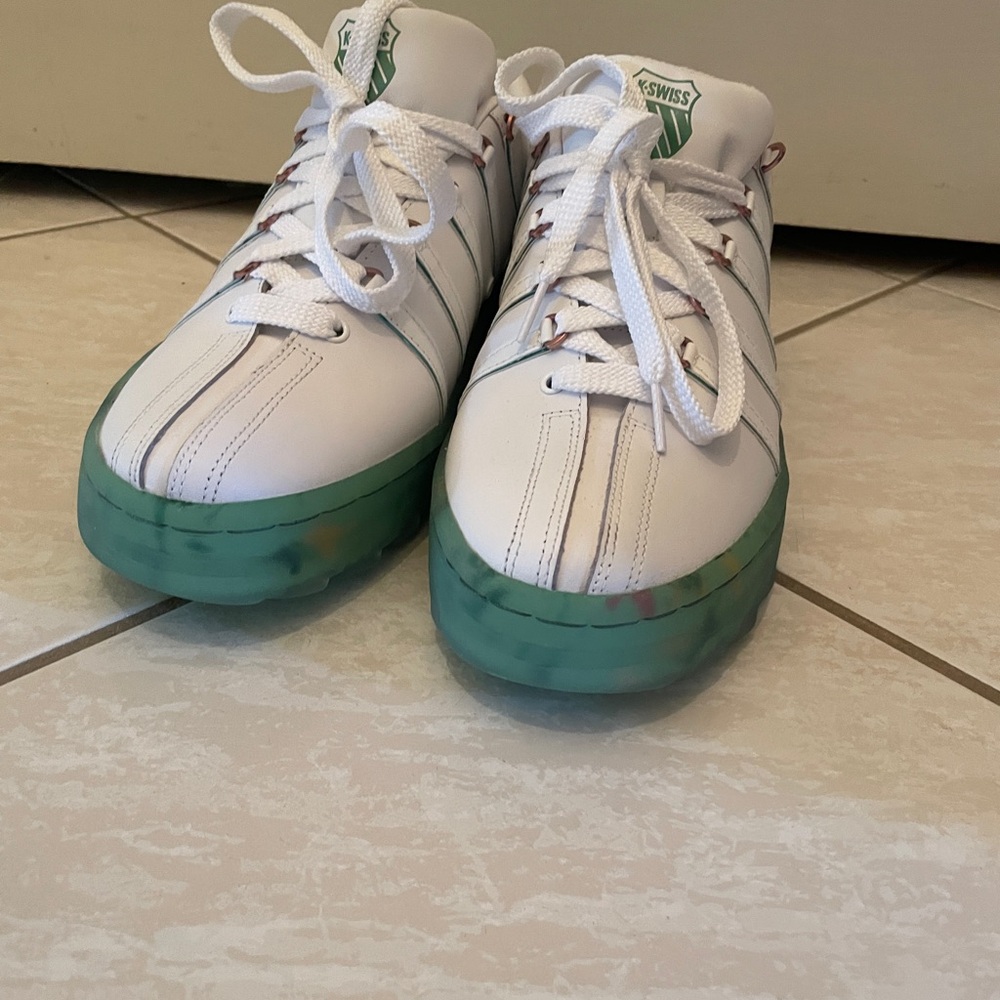 K-Swiss White and Green Sneakers - Picture 3 of 11